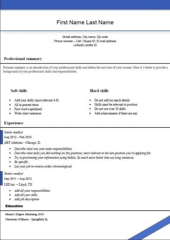 federal resume template 2016