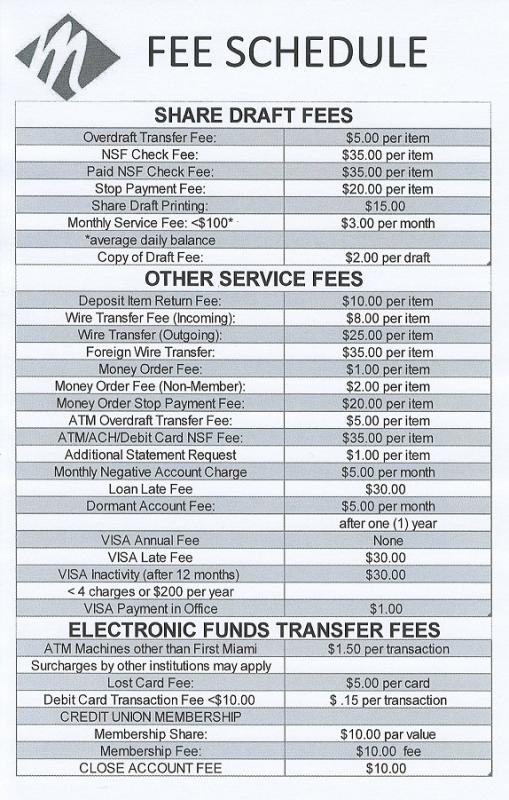 fee schedule template