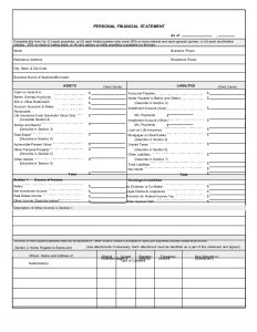 fillable personal financial statement personal financial statement