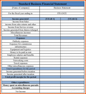 financial statement templete free business financial statement template