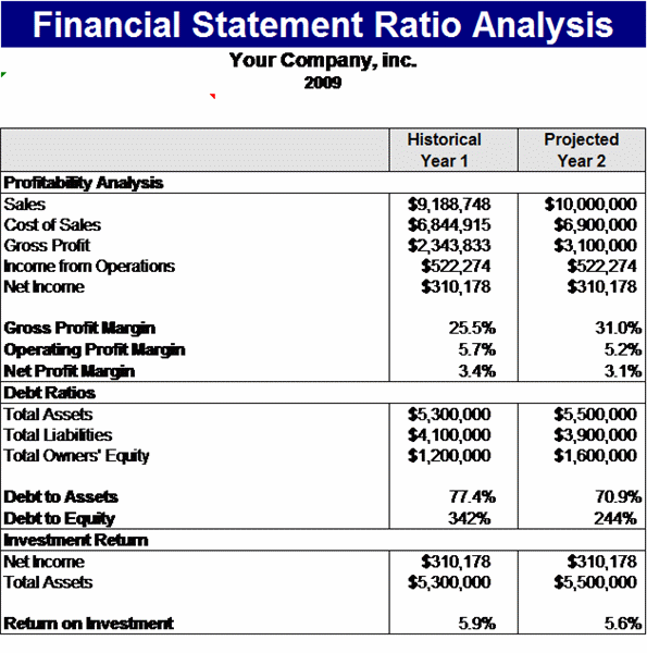 financial statements templates