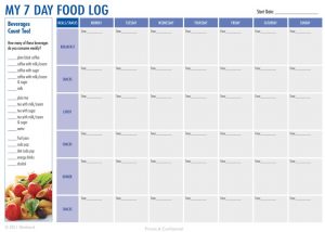 food diary pdf day food diary printable