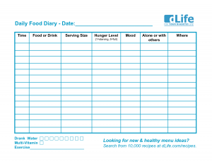 food diary pdf daily food diary template printable