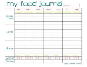 food diary pdf food journal printable for week