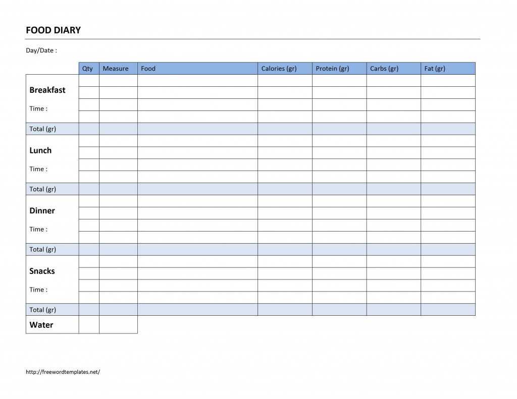 food diary template