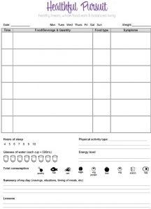 food diary template food journal template