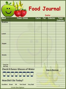 food diary template food journal template