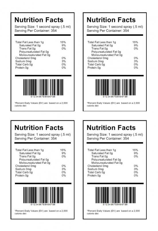 food label template