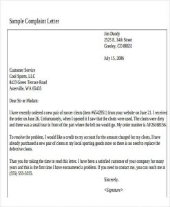 formal complaint letters business complaint letter format sample