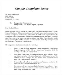 formal complaints letter example formal complaint letter