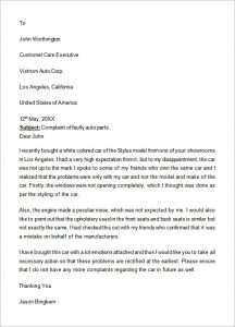 formal complaints letter formal complaint letter