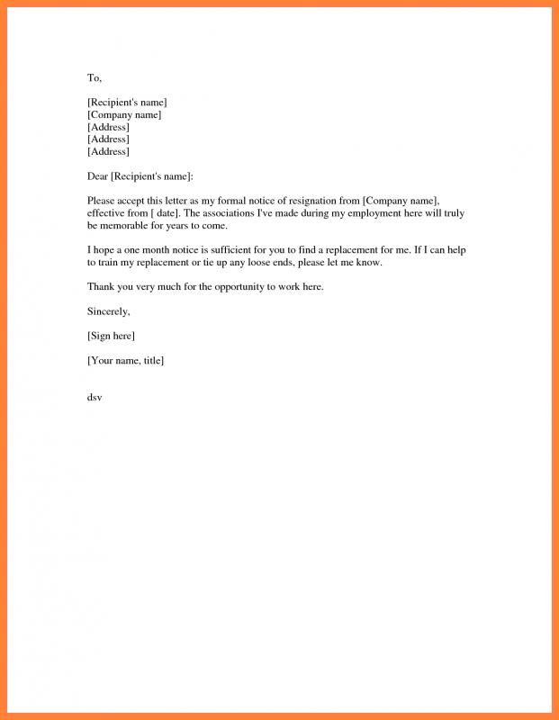 formal resign letter template
