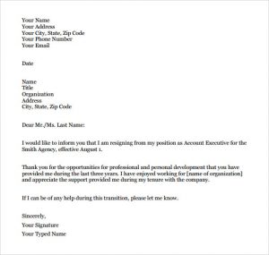 formal resignation letter sample formal resignation letter pdf