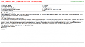 format for a cover letter infection control nurse application letter