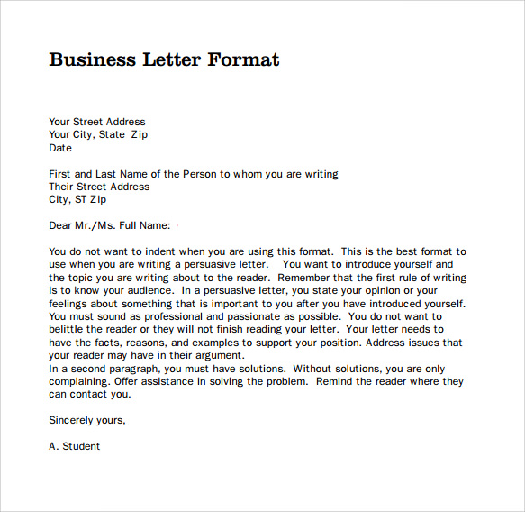 format for business letter