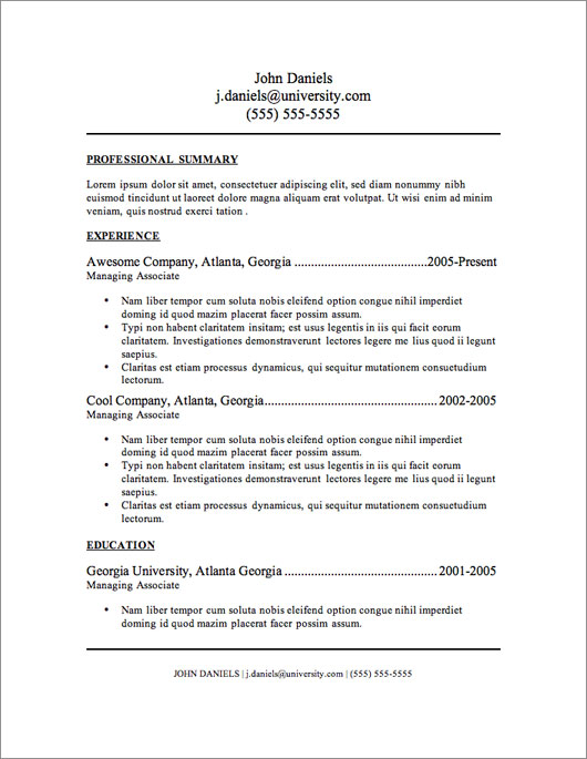 format for resume