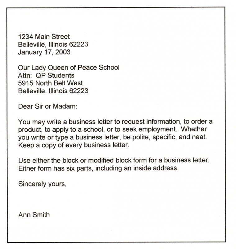 format of a business letter