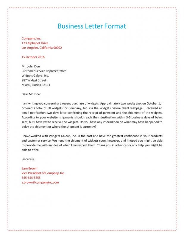 format of a business letter