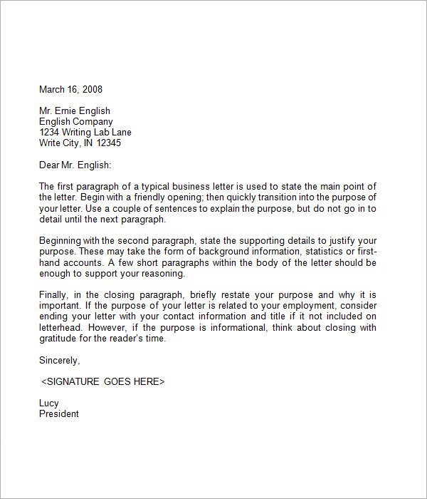 format of business letter