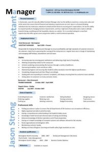format of reume pic assistant manager resume