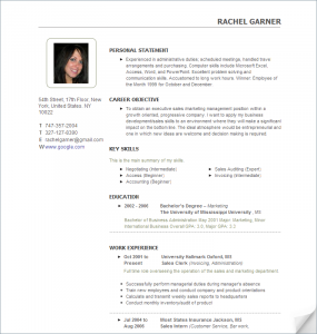 format of reume resume with photo