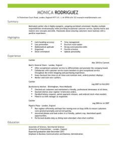 formats for a resume cashier resume full