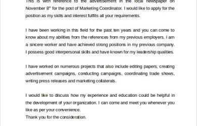 formats of resume marketing coordinator cover letter