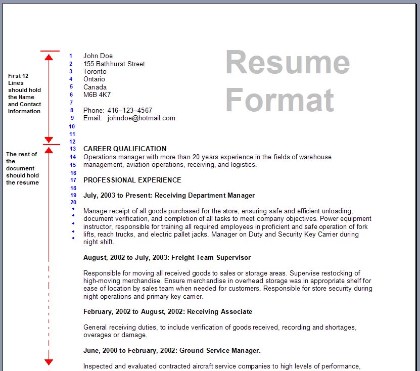 formatting a resume