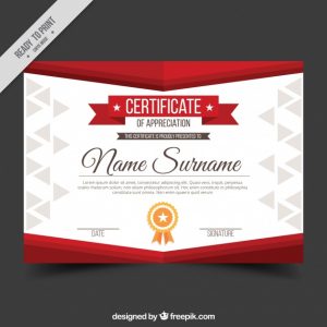 free award templates appreciation diploma with red shapes
