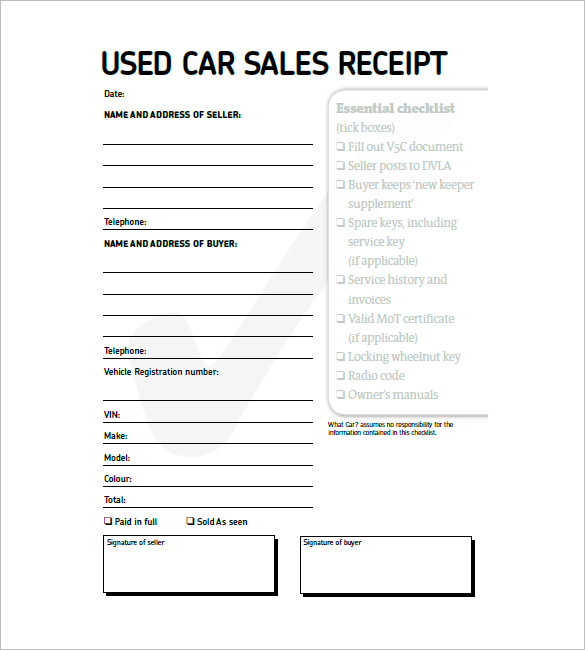 free bill of sale template for car