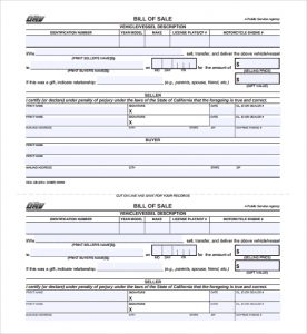 free car bill of sale sample car bill of sale form