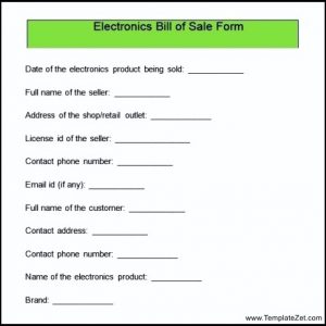 free car bill of sale sample electronics bill of sale form