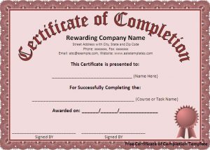 free certificate template free certificate of complet