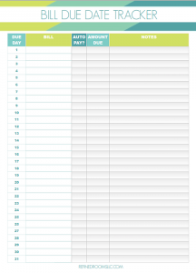 free checklist template organize bills bill due date tracker