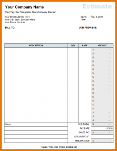 free construction estimate template excel contractor estimate template free estimate template from fast easy accounting