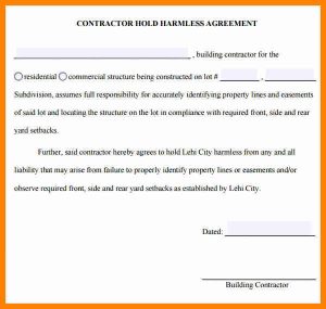 free contractor agreement template hold harmless agreement sample contractor hold harmless agreement template