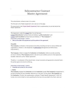 free contractor agreement template subcontractor agreement