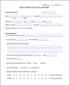 free doctor excuse physical therapy assessment form