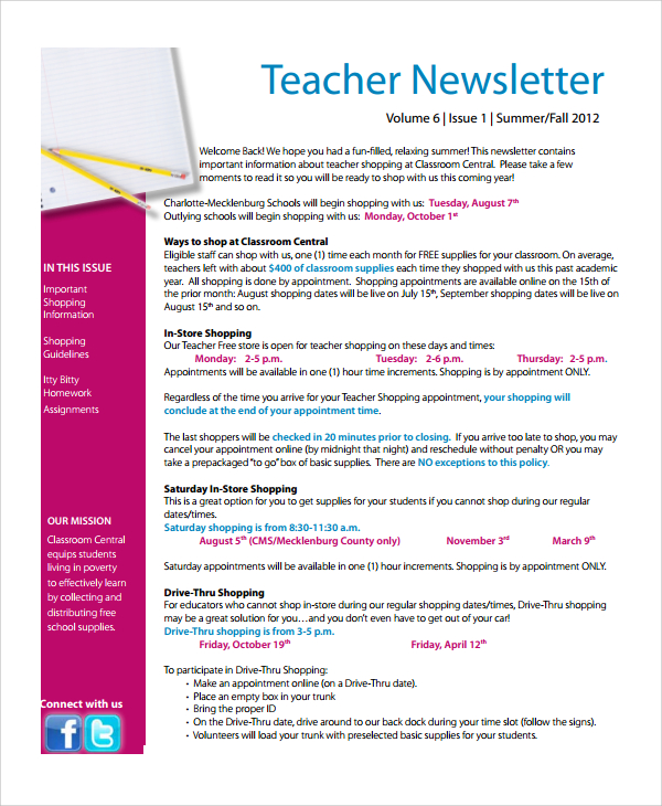 free editable newsletter templates for teachers