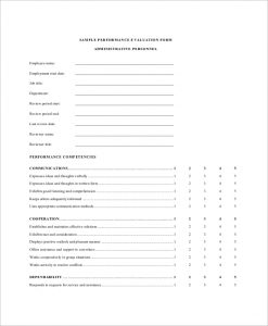 free employee evaluation form administrative employee performance evaluation form