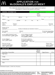 free employment application template word application for mcdonalds employment