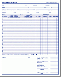 free estimate template auto body repair estimate forms free pic