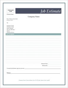 free estimate template job estimate form