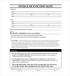 free eviction notice template notice of eviction date