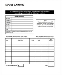 free expense report form pdf expense claim form format