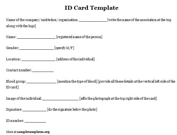 free id card template