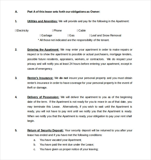 free lease agreement template word