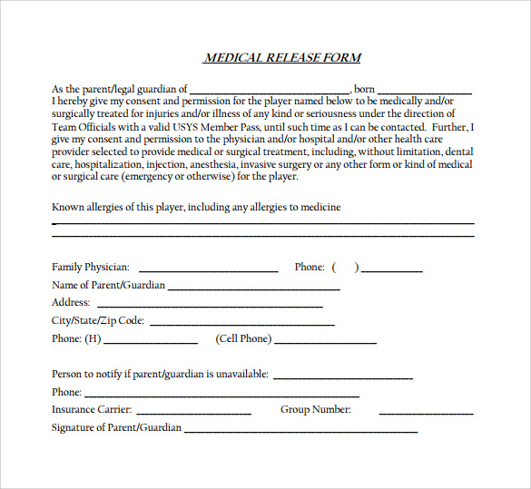 free medical release form