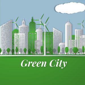 free name badge template green city template vectors material