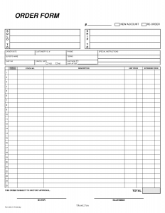 free order form template free blank order form template